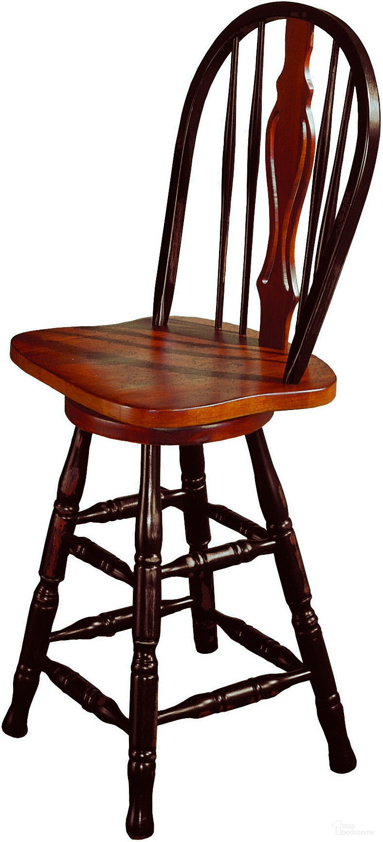 The appearance of Black Cherry Selections Antique Black with Cherry Accents 24 Inch Keyhole Barstool designed by Sunset Trading in the traditional interior design. This antique black and cherry piece of furniture was selected by 1StopBedrooms from Black Cherry Selections Collection to add a touch of cosiness and style into your home. Sku: DLU-B124-24-BCH. Material: Wood.