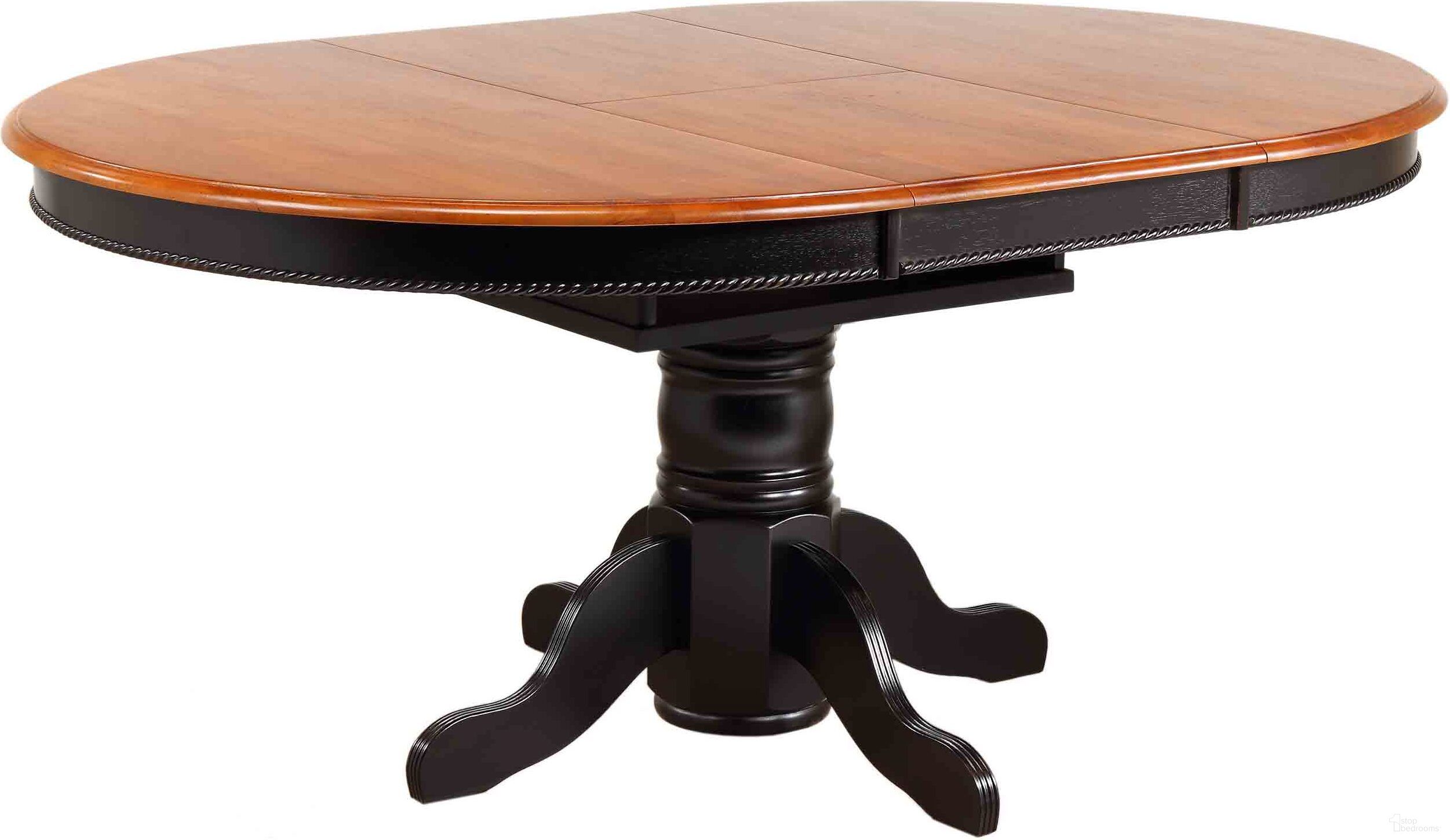 The appearance of Black Cherry Selections 48 x 66 Inch Antique Black with Cherry Butterfly Top Pedestal Dining Table designed by Sunset Trading in the modern / contemporary interior design. This antique black and cherry piece of furniture was selected by 1StopBedrooms from Black Cherry Selections Collection to add a touch of cosiness and style into your home. Sku: DLU-TBX-4866-BCH-T;DLU-TBX-4866-BCH-B. Table Base Style: Pedestal. Material: Wood. Table Top Shape: Rectangular. Size: 48" x 66".