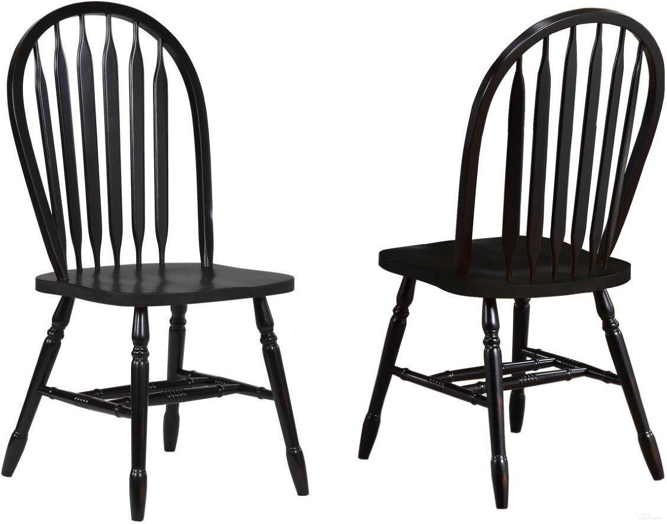 The appearance of Black Cherry Selections Arrowback Dining Chair Set of 2 In Antique Black designed by Sunset Trading in the modern / contemporary interior design. This antique black and cherry piece of furniture was selected by 1StopBedrooms from Black Cherry Selections Collection to add a touch of cosiness and style into your home. Sku: DLU-820-AB-2. Material: Wood. Chair Type: Side Chair.
