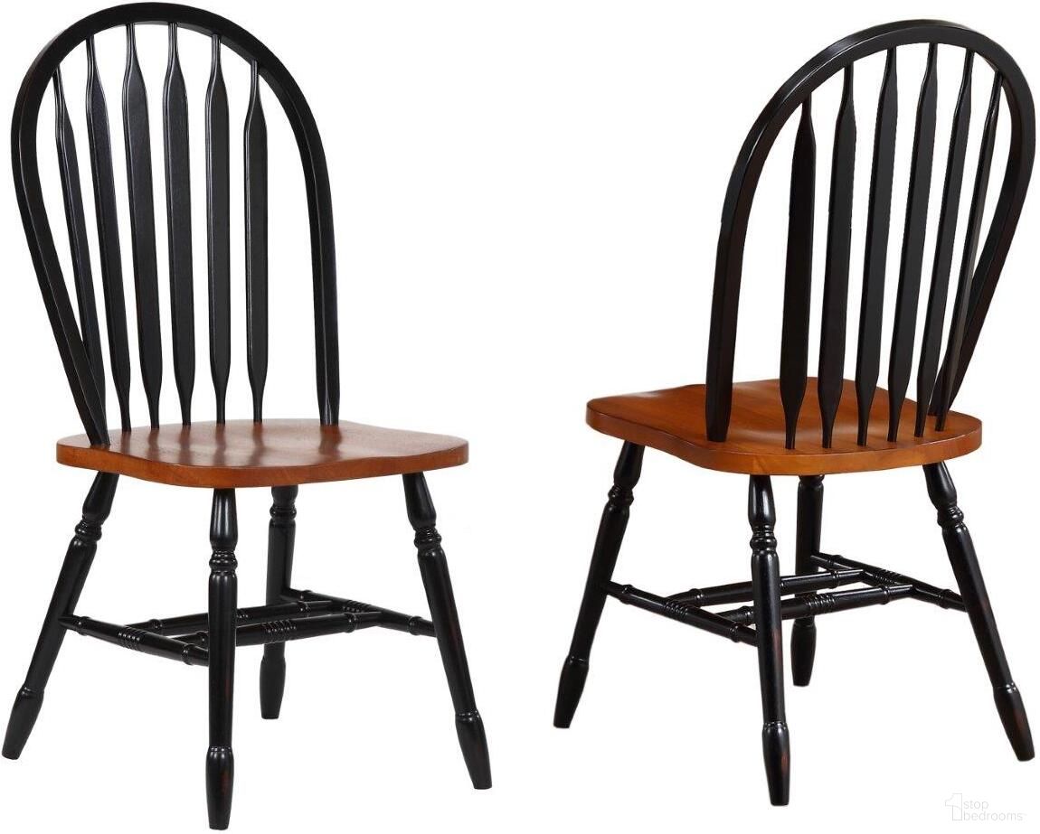 The appearance of Black Cherry Selections Arrowback Dining Chair Set of 2 In Antique Black and Cherry designed by Sunset Trading in the modern / contemporary interior design. This antique black and cherry piece of furniture  was selected by 1StopBedrooms from Black Cherry Selections Collection to add a touch of cosiness and style into your home. Sku: DLU-820-BCH-2. Material: Wood. Chair Type: Side Chair.