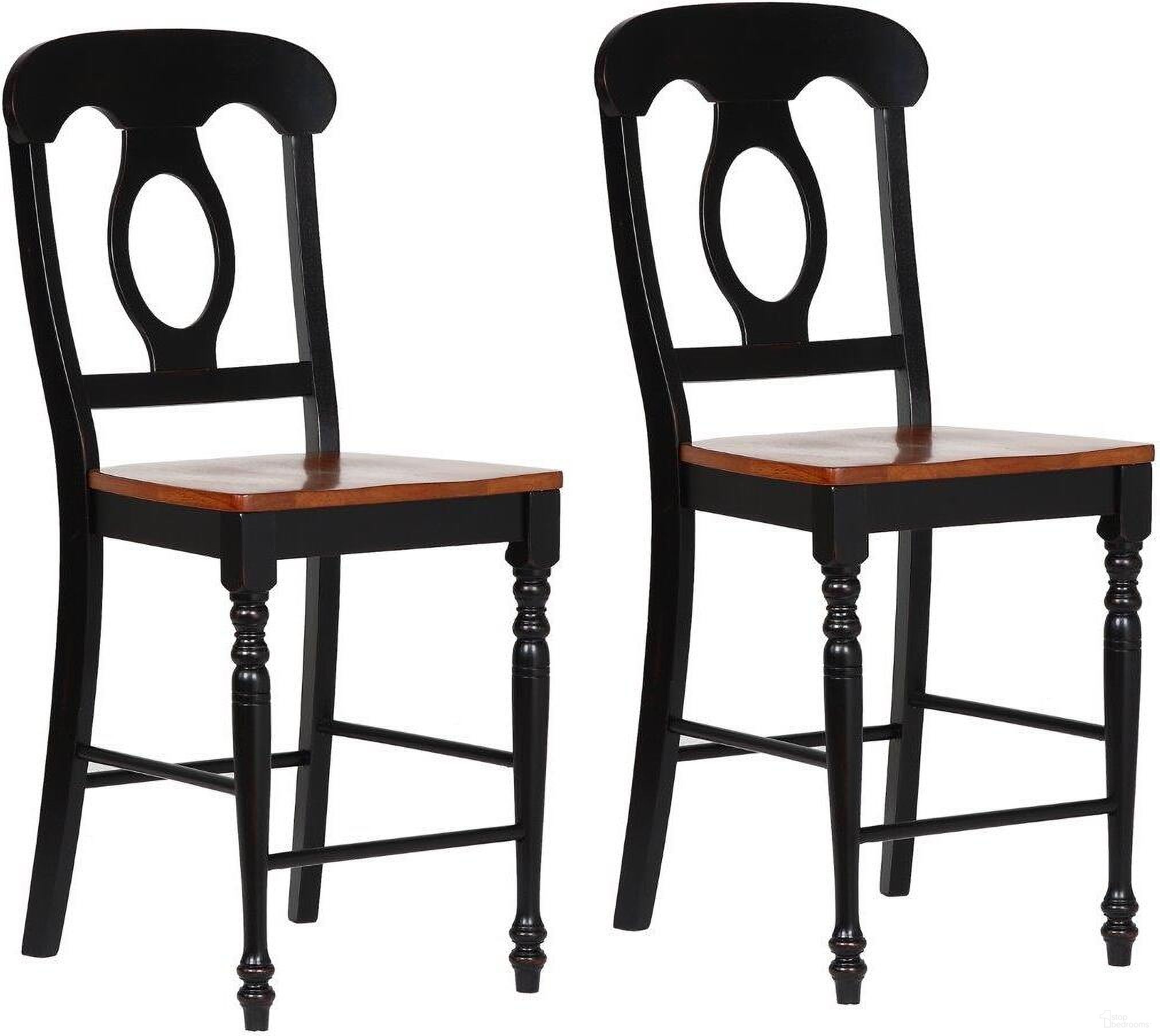 The appearance of Black Cherry Selections Napoleon Barstool Set of 2 designed by Sunset Trading in the traditional interior design. This antique black and cherry piece of furniture  was selected by 1StopBedrooms from Black Cherry Selections Collection to add a touch of cosiness and style into your home. Sku: DLU-B50-BCH-2. Material: Wood.