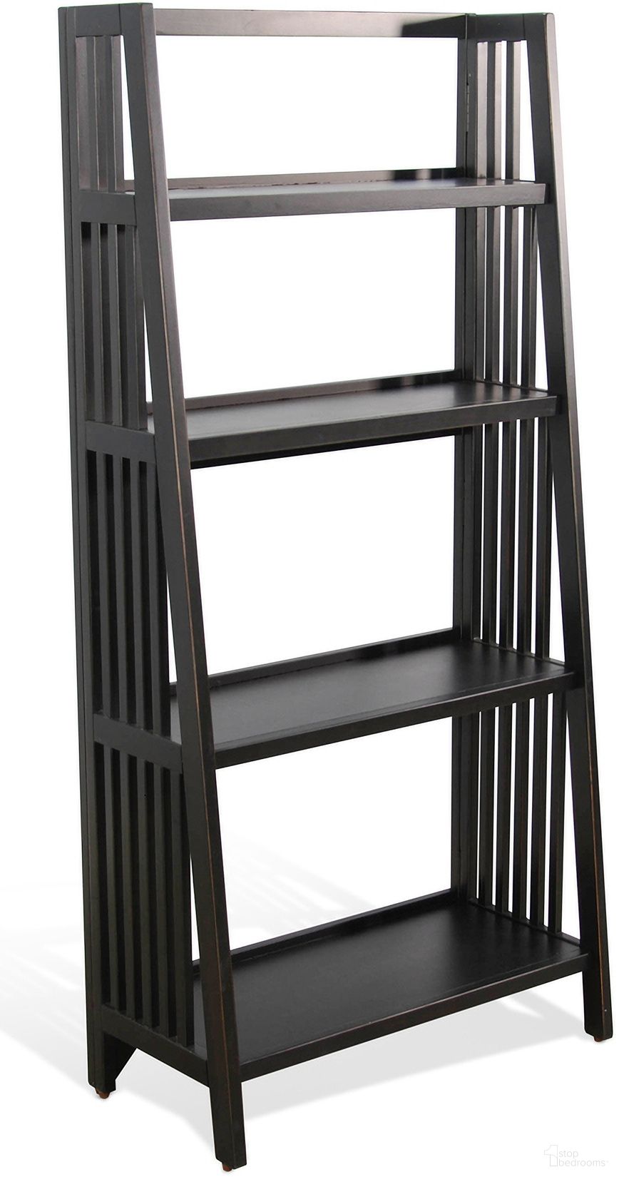 The appearance of Black Walnut 60 Inch Folding Bookcase In Black designed by Sunny Designs in the transitional interior design. This black walnut piece of furniture  was selected by 1StopBedrooms from Scottsdale Collection to add a touch of cosiness and style into your home. Sku: 2839BW-60. Material: Solid Wood.