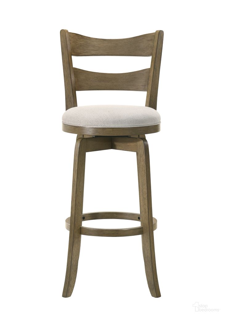 The appearance of Blair 26 Inch Counter Height Rubberwood Swivel Barstool with Fabric Seat In Cream and Putty Brown designed by Armen Living in the country / farmhouse interior design. This cream/putty brown piece of furniture  was selected by 1StopBedrooms from Blair Collection to add a touch of cosiness and style into your home. Sku: LCBLBAPBWT26. Material: Rubberwood.