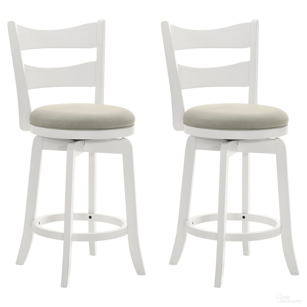 Blair 30 Inch Bar Height Swivel Barstool Set of 2 In Fog and Matte White