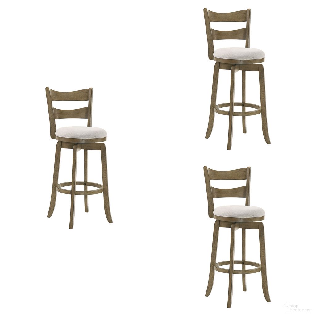 Blair 30 Inch Bar Height Swivel Barstool Set of 3 In Cream and Putty Brown