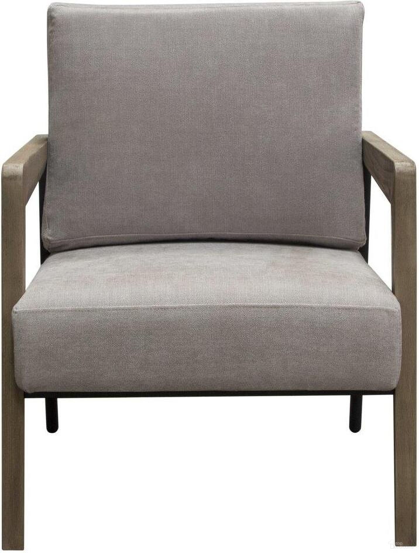 Blair Accent Chair in Grey Fabric with Curved Wood Leg Detail