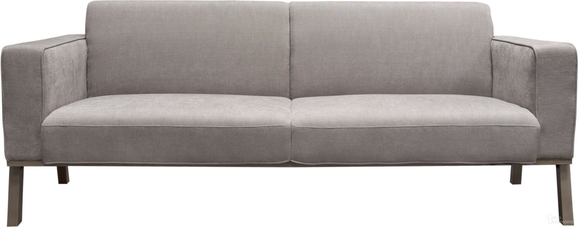 Blair Sofa in Grey Fabric with Curved Wood Leg Detail