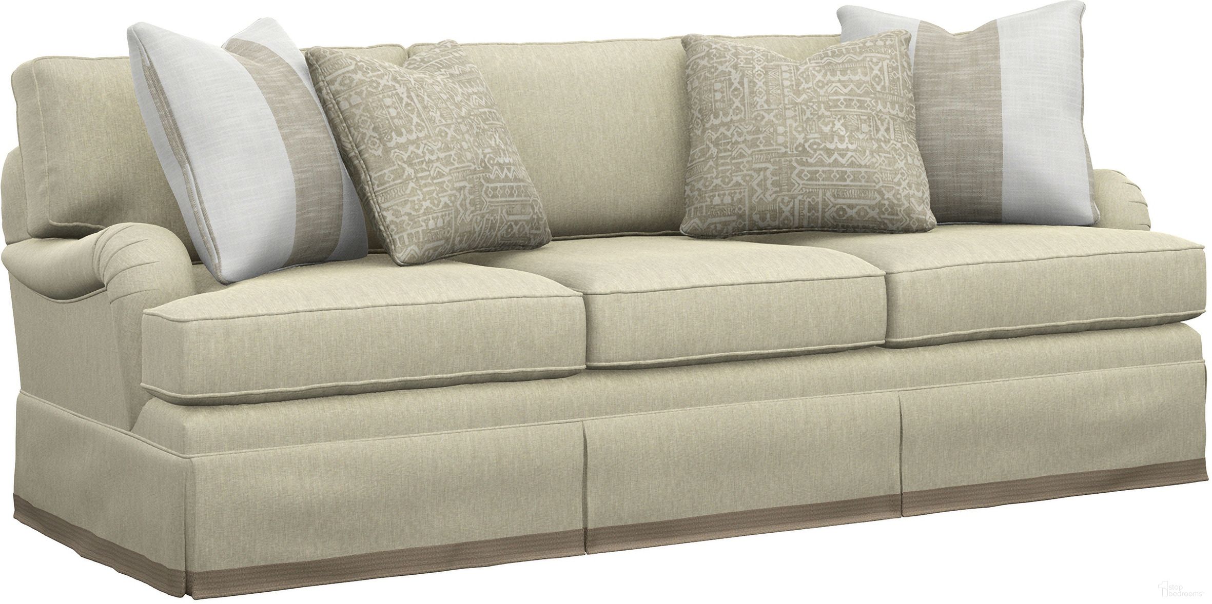 The appearance of Featured Upholstery Blaire Sofa In Beige designed by Barclay Butera in the transitional interior design. This beige piece of furniture  was selected by 1StopBedrooms from Featured Upholstery Collection to add a touch of cosiness and style into your home. Sku: 5100-33-73. Material: Fabric.