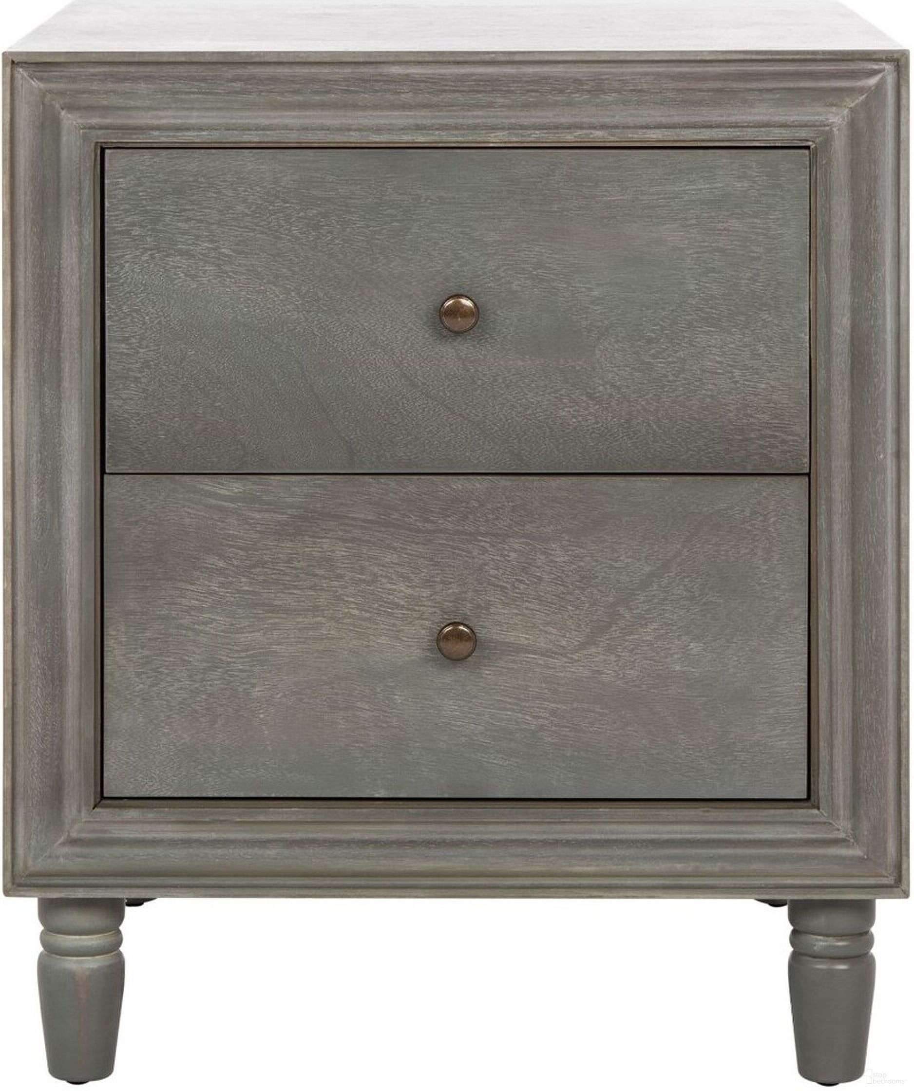 The appearance of Blaise French Gray Accent Stand with 2 Storage Drawers designed by Safavieh in the transitional interior design. This ash gray piece of furniture  was selected by 1StopBedrooms from Blaise Collection to add a touch of cosiness and style into your home. Sku: AMH6605B. Material: Wood.