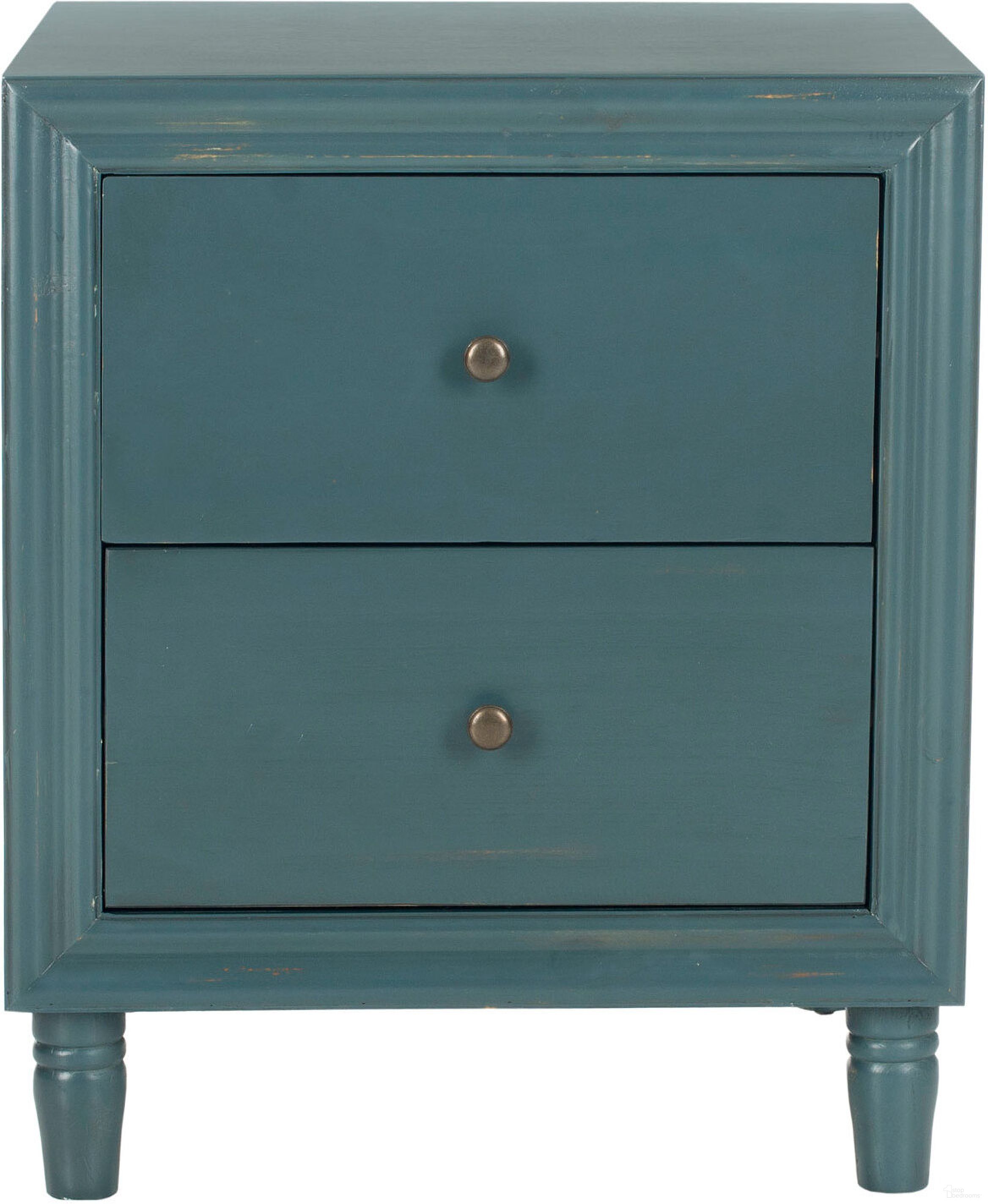 Blaise Steel Teal Accent Stand with 2 Storage Drawers