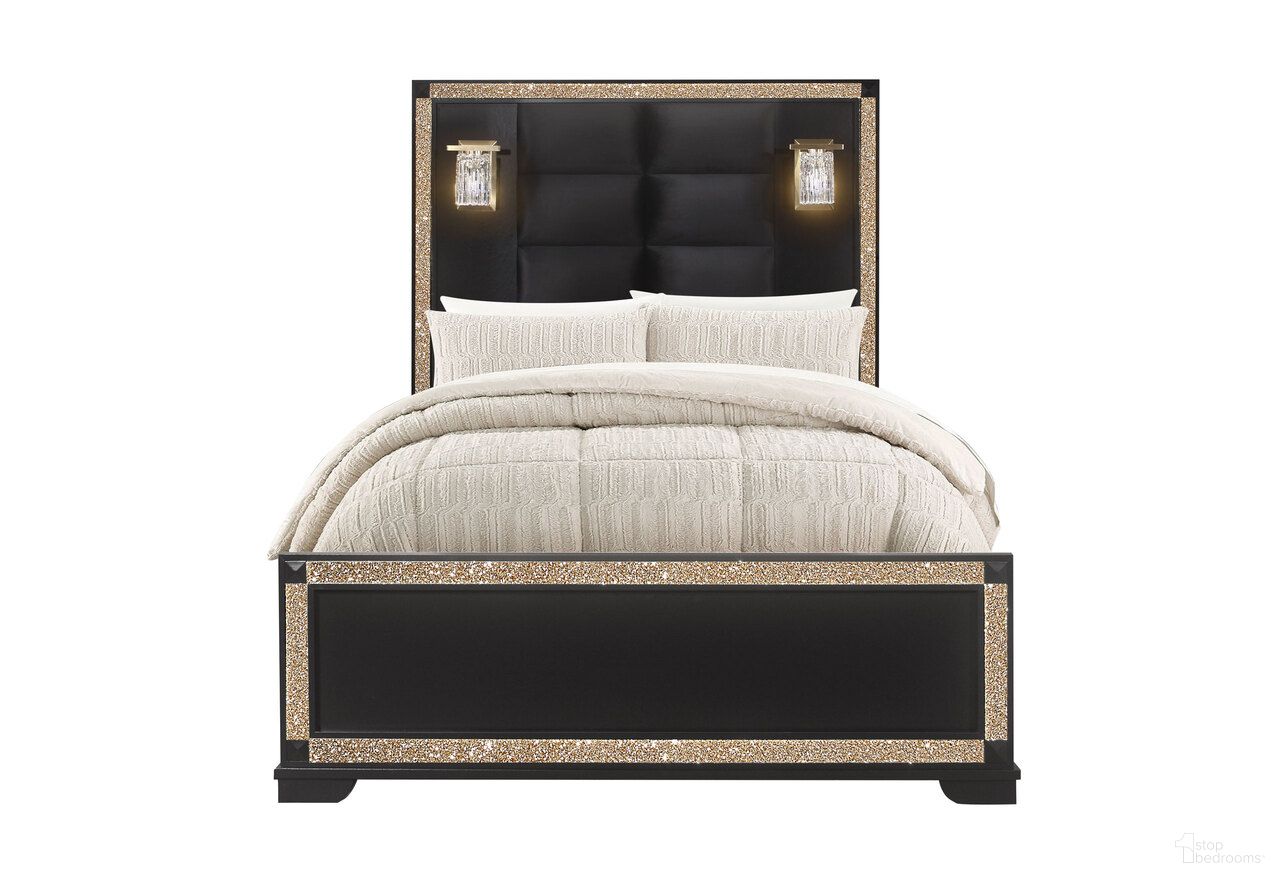 The appearance of Blake Full Bed With Lamps In Black And Gold designed by Global Furniture USA in the traditional interior design. This black and gold piece of furniture  was selected by 1StopBedrooms from Blake Collection to add a touch of cosiness and style into your home. Sku: BLAKE-BLACK/GOLD-FB-HB/FB/SLATS;BLAKE-BLACK/GOLD-FB/TB-SR;BLAKE-FB/QB/KB-HEADBOARD KIT (2/BOX). Bed Size: Full. Material: MDF.