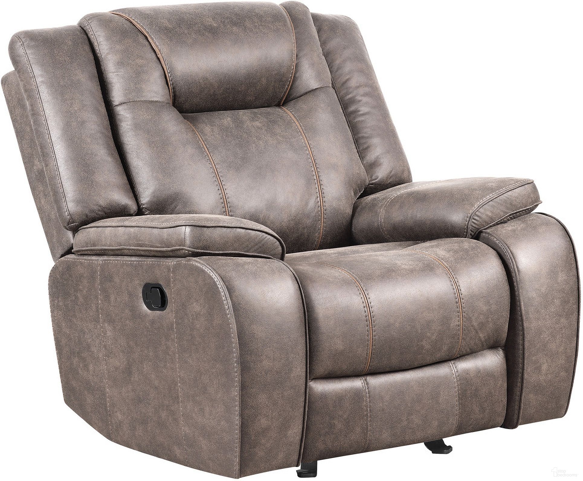The appearance of Blake Glider Recliner In Taupe designed by Parker House in the transitional interior design. This taupe piece of furniture was selected by 1StopBedrooms from Blake Collection to add a touch of cosiness and style into your home. Sku: MBLA#812G-DTAU. Material: Polyester.