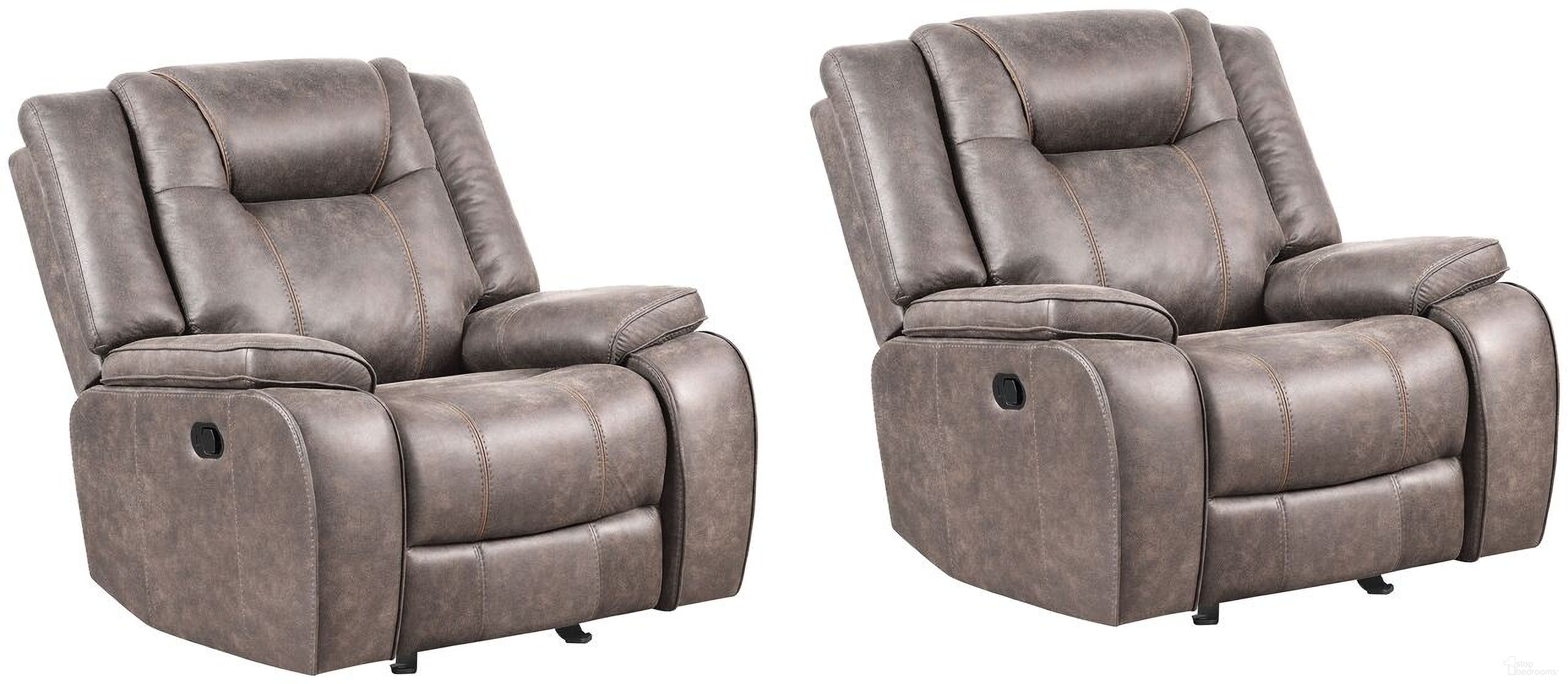The appearance of Blake Glider Recliner Set of 2 In Desert Taupe designed by Parker House in the transitional interior design. This desert taupe piece of furniture was selected by 1StopBedrooms from Blake Collection to add a touch of cosiness and style into your home. Sku: MBLA#812G-DTAU;MBLA#812G-DTAU. Material: Polyester.