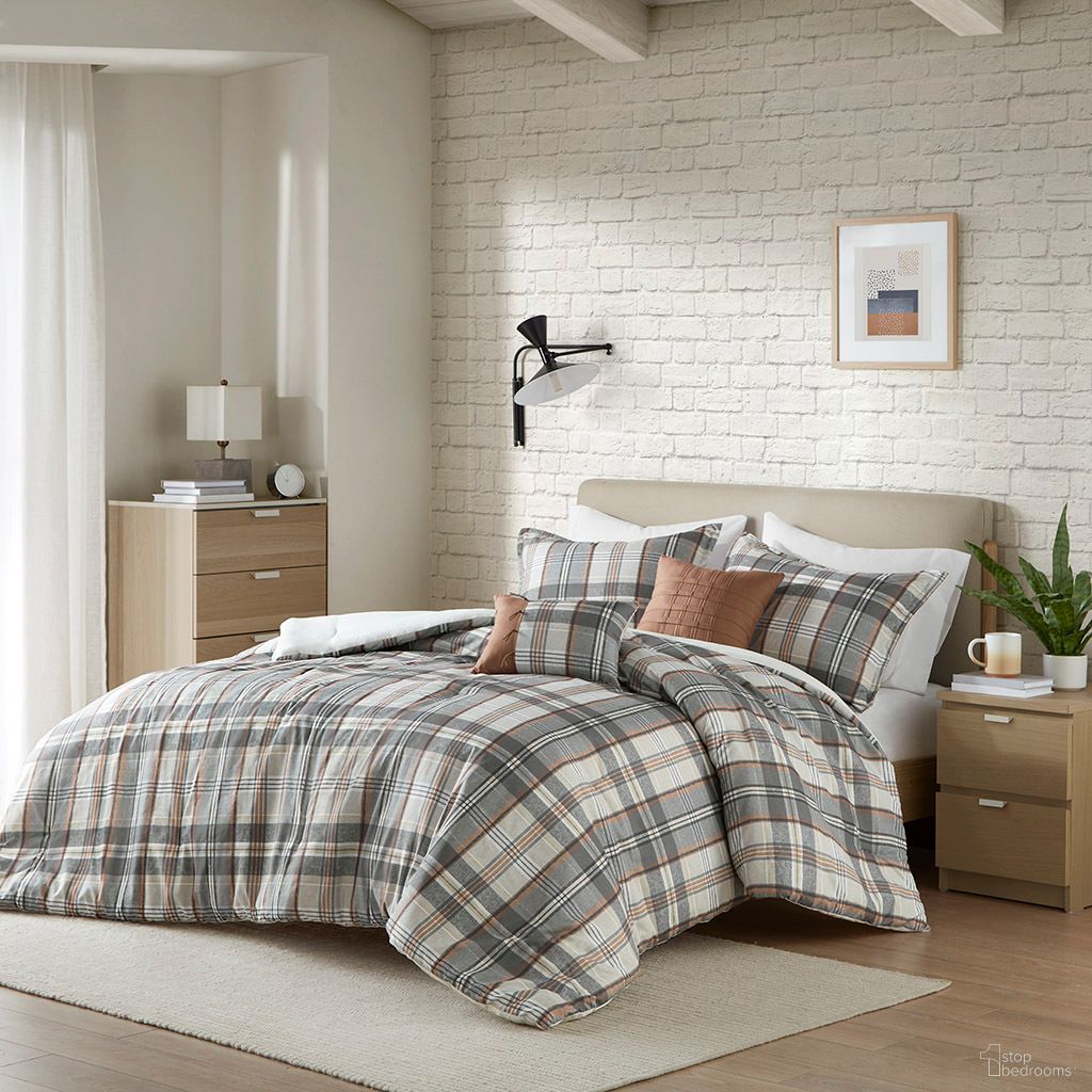 The appearance of Blake Plaid 5 Piece Full/Queen Comforter Set In Tan and Gray designed by Olliix in the transitional interior design. This gray/tan piece of furniture  was selected by 1StopBedrooms from Blake Collection to add a touch of cosiness and style into your home. Sku: ID10-2333. Material: Polyester. Bed Size: Full.