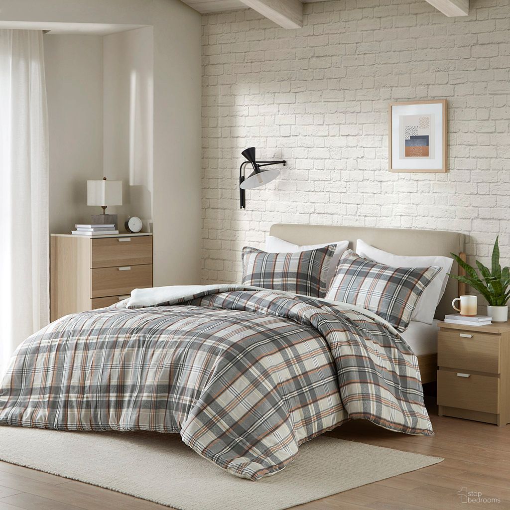 Blake Plaid 2 Piece Twin/Twin XL Duvet Cover Set In Tan and Gray