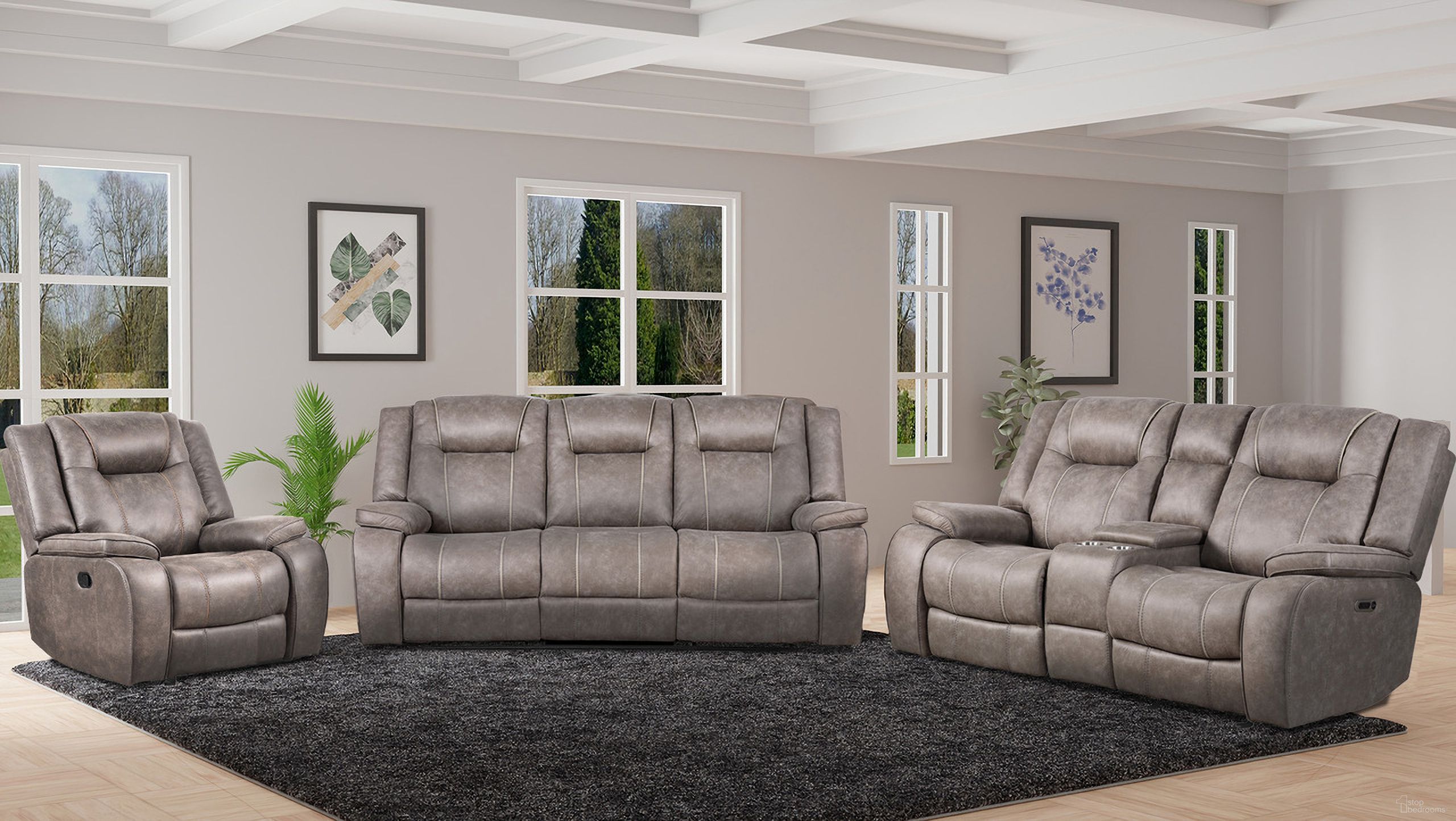 The appearance of Blake Reclining Living Room Set In Taupe designed by Parker House in the transitional interior design. This taupe piece of furniture was selected by 1StopBedrooms from Blake Collection to add a touch of cosiness and style into your home. Sku: MBLA#832-DTAU;MBLA#822C-DTAU. Material: Polyester.