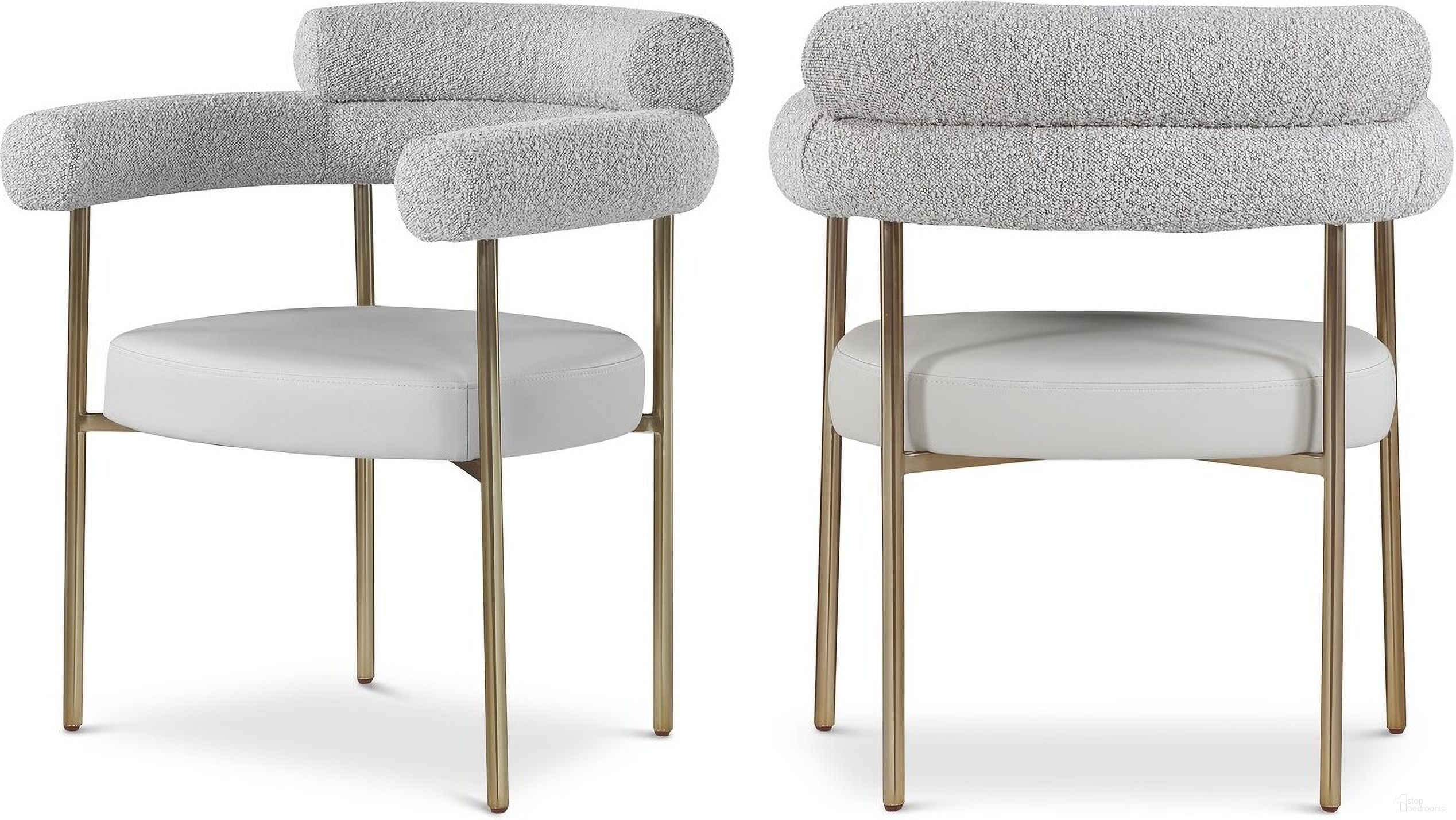 Blake Vegan Leather/Boucle Fabric Dining Chair Set of 2 In Taupe