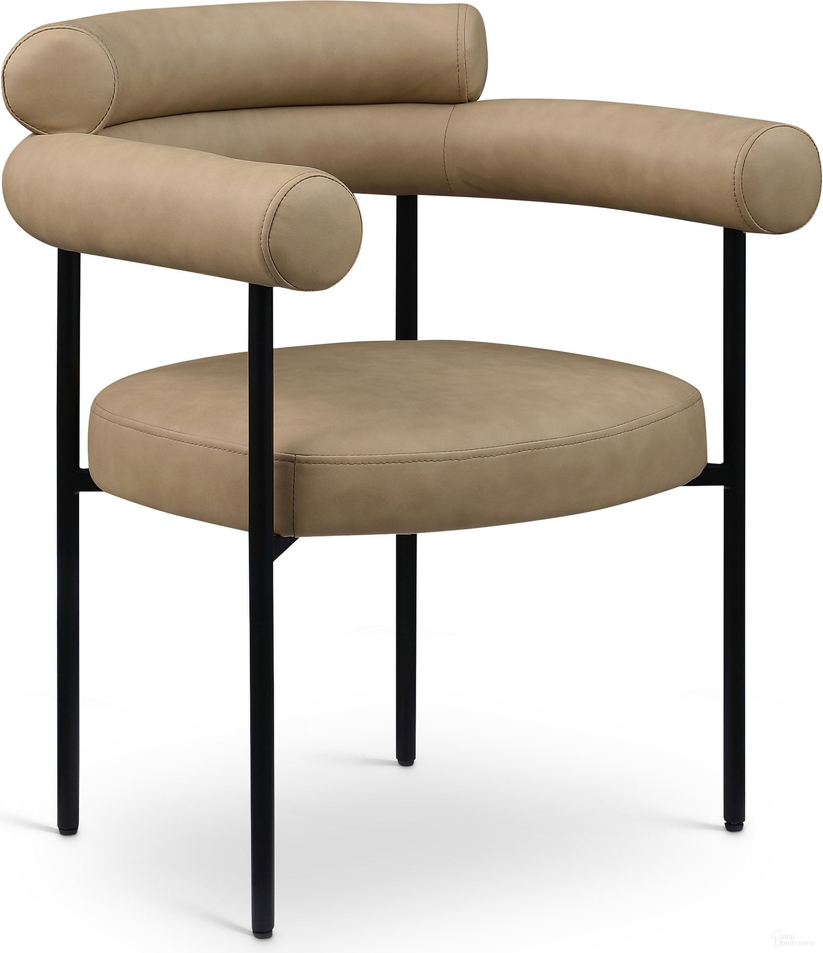 The appearance of Blake Vegan Leather Dining Chair Set of 2 In Tan designed by Meridian in the modern / contemporary interior design. This tan piece of furniture was selected by 1StopBedrooms from Blake Collection to add a touch of cosiness and style into your home. Sku: 847Tan-C. Chair Type: Arm Chair. Material: Vegan Leather.