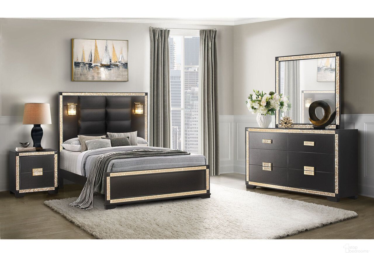 Blake Youth Bedroom Set With Lamps In Black And Gold