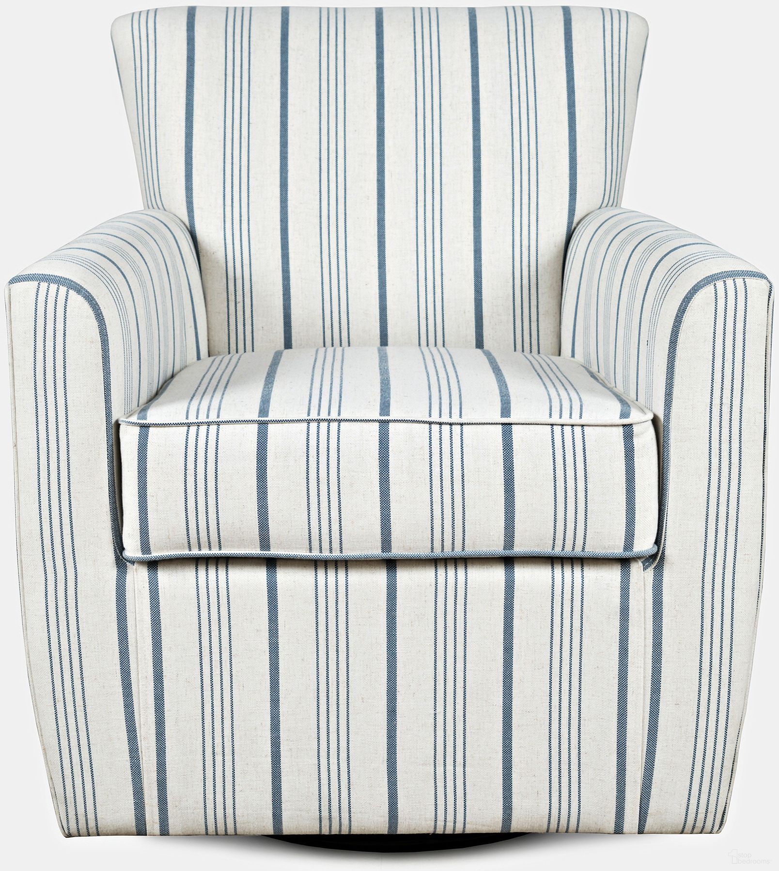 Blakely Harper Swivel Accent Chair In Blue Stripe