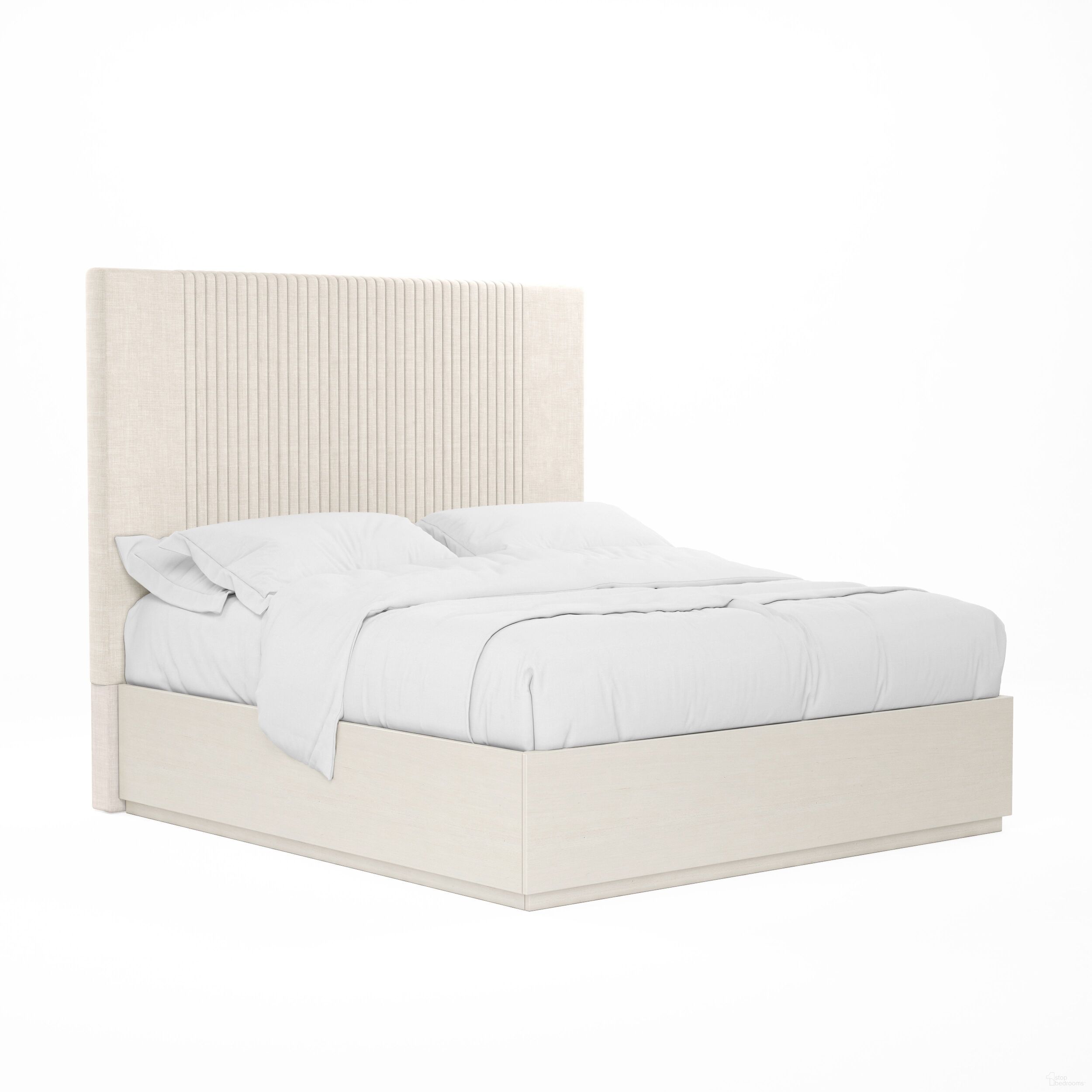 Blanc Queen Upholstered Panel Bed In White