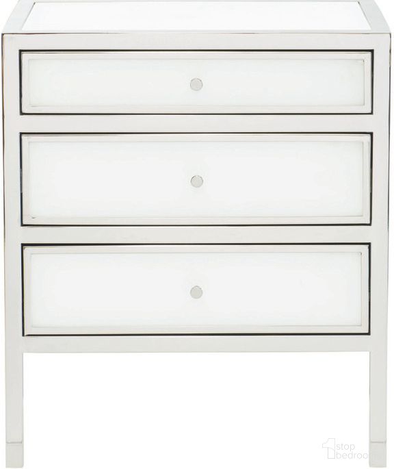 The appearance of Blanca Nightstand - 26" designed by Bernhardt in the modern / contemporary interior design. This white/polished stainless steel piece of furniture was selected by 1StopBedrooms from Blanca Collection to add a touch of cosiness and style into your home. Sku: 372214. Material: Stainless Steel.