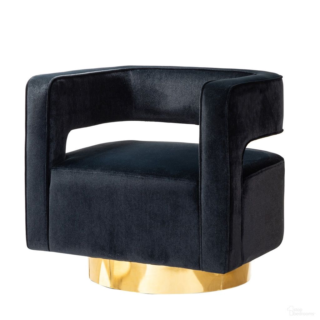 The appearance of Blanca Swivel Barrel Chair In Black designed by Karat Home in the modern / contemporary interior design. This black piece of furniture was selected by 1StopBedrooms from Blanca Collection to add a touch of cosiness and style into your home. Sku: CHM0141-BLACK. Material: Velvet.