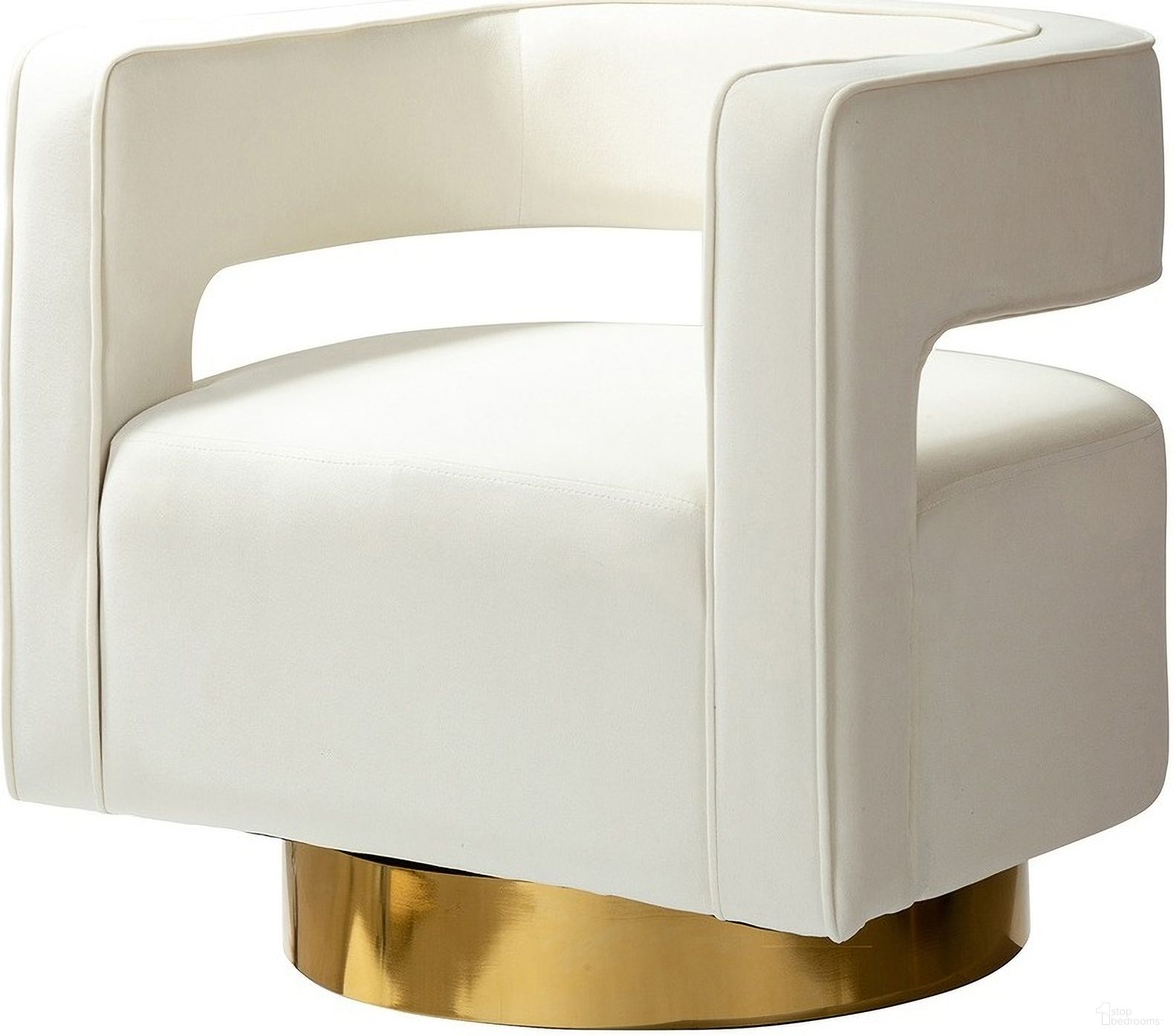 The appearance of Blanca Swivel Barrel Chair In Ivory designed by Karat Home in the modern / contemporary interior design. This ivory piece of furniture  was selected by 1StopBedrooms from Blanca Collection to add a touch of cosiness and style into your home. Sku: CHM0141-IVORY. Material: Velvet.