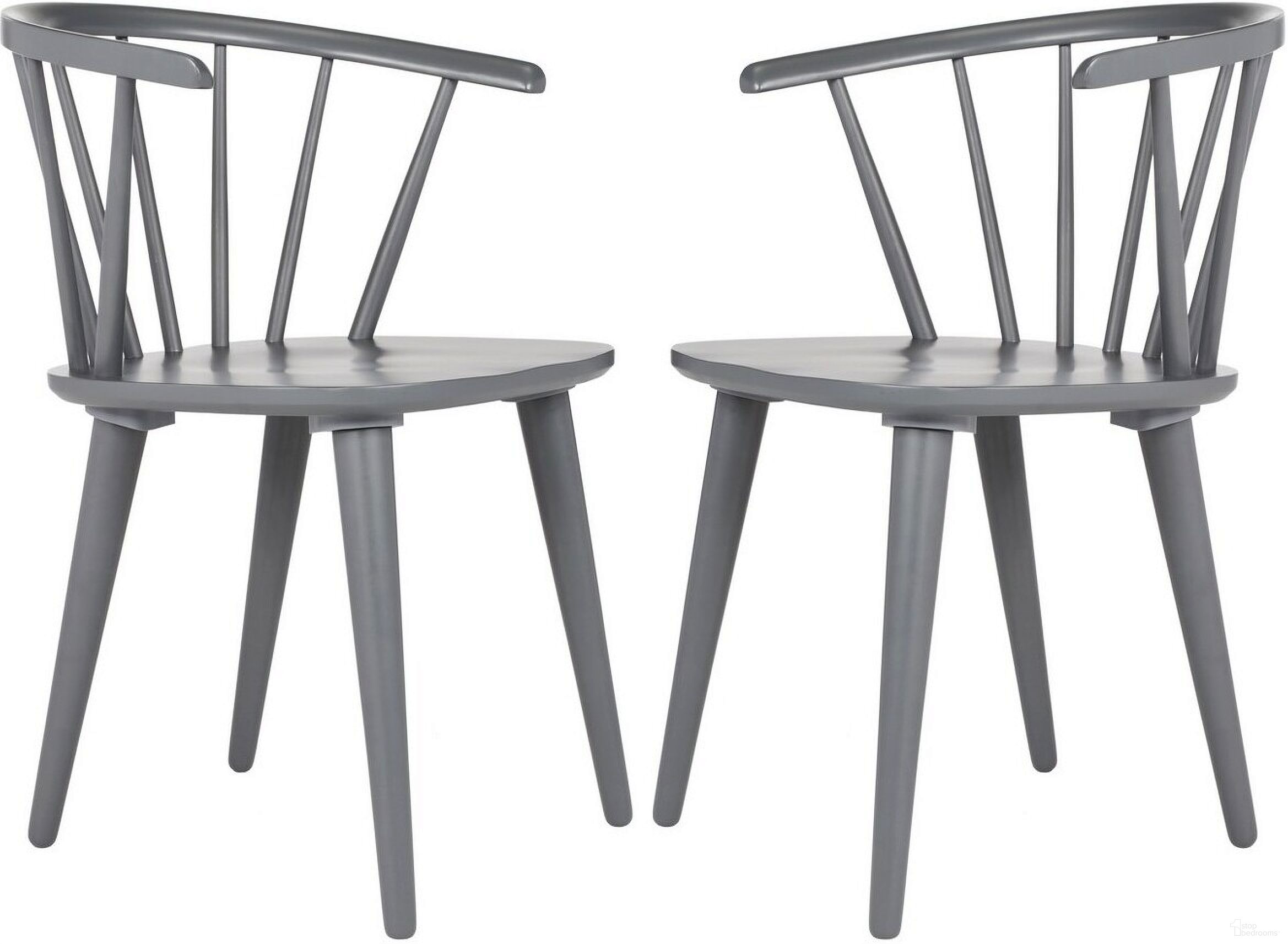The appearance of Blanchard Grey Curved Spindle Side Chair Set of 2 designed by Safavieh in the transitional interior design. This grey piece of furniture was selected by 1StopBedrooms from Blanchard Collection to add a touch of cosiness and style into your home. Sku: AMH8512C-SET2. Material: Wood. Chair Type: Side Chair.