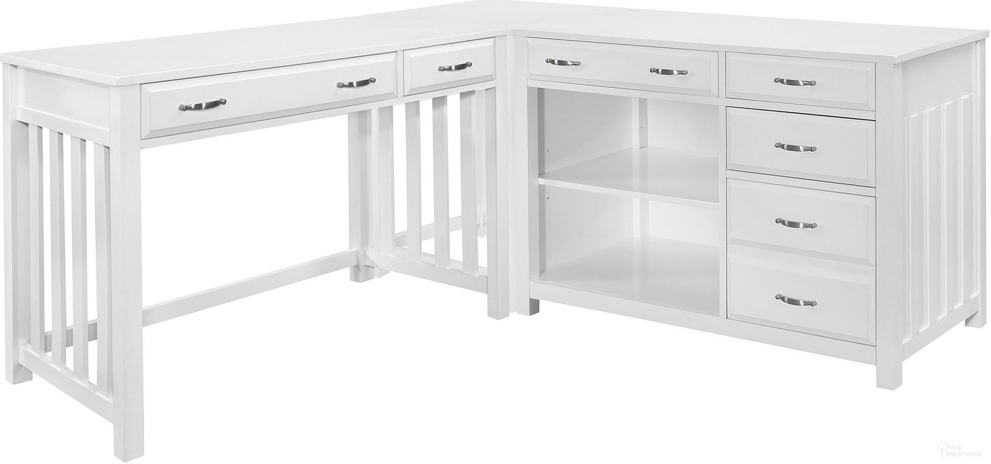 The appearance of Blanche 3-Piece Corner Desk In White designed by Homelegance in the transitional interior design. This white piece of furniture was selected by 1StopBedrooms from Blanche Collection to add a touch of cosiness and style into your home. Sku: 4522WH-15;4522WH-16;4522WH-17. Material: Engineered Wood.