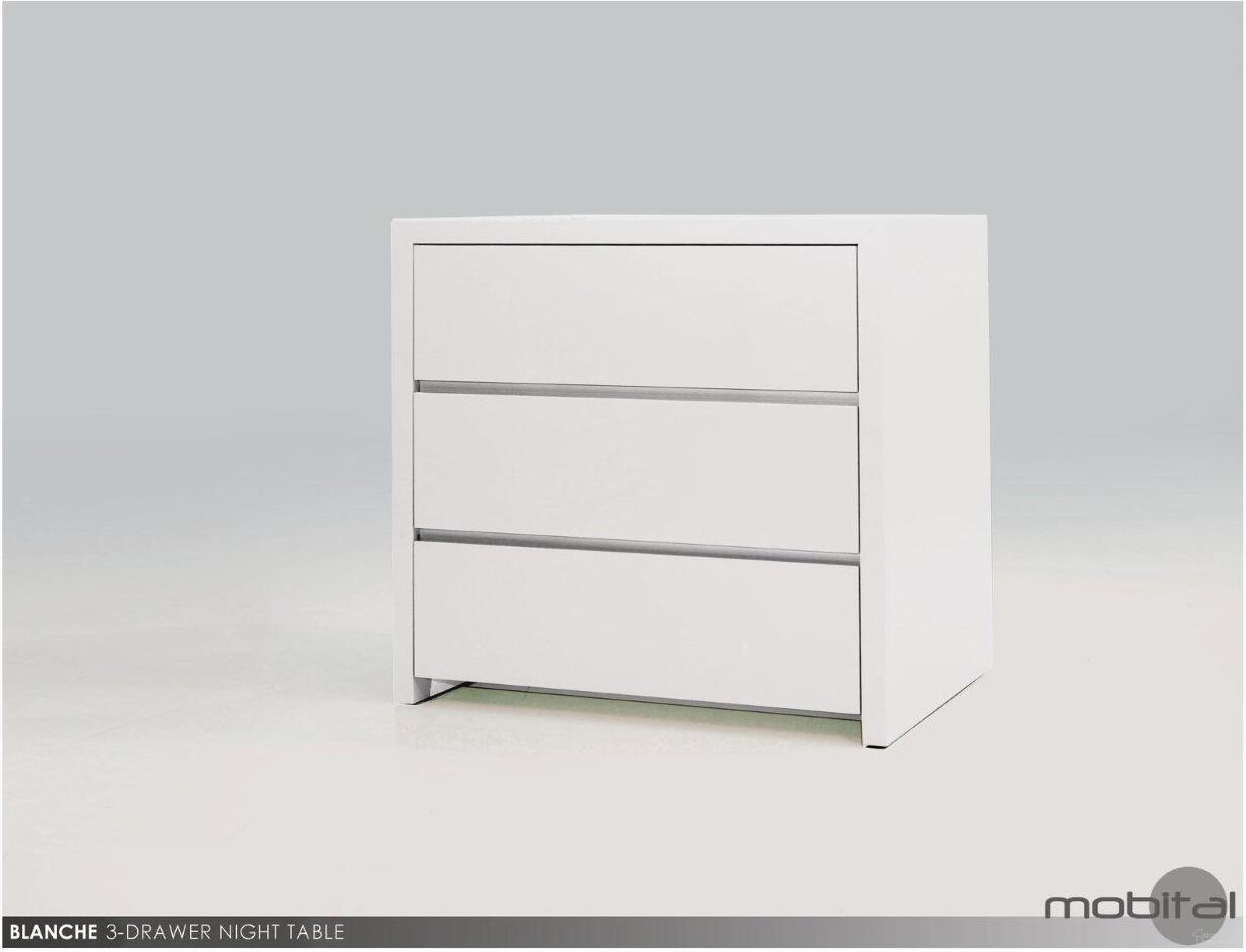 Blanche High Gloss White Night Table - 3 Drawers