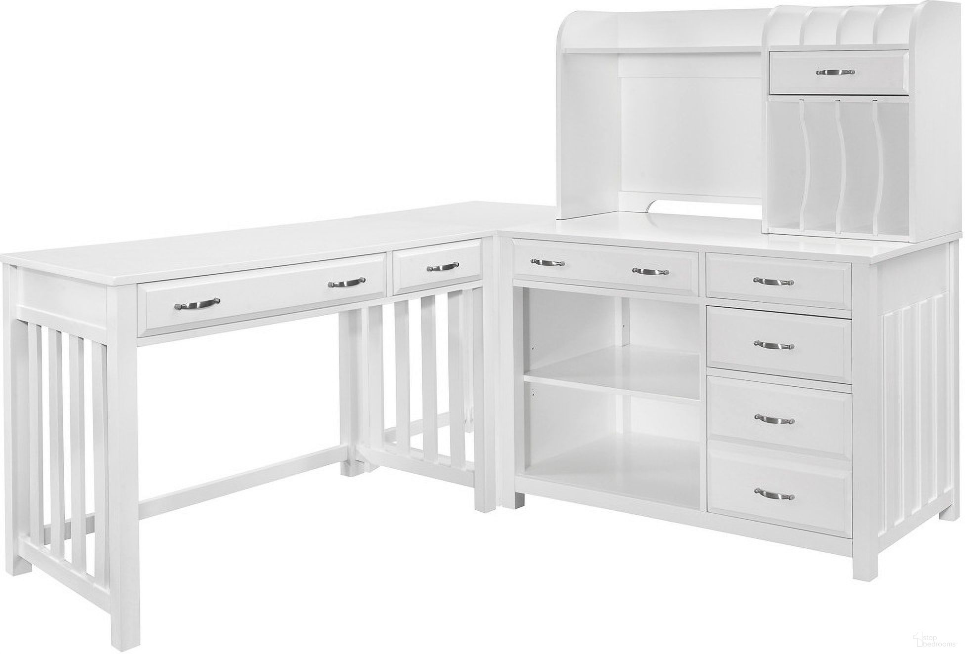 The appearance of Blanche 4-Piece Corner Desk In White designed by Homelegance in the transitional interior design. This white piece of furniture was selected by 1StopBedrooms from Blanche Collection to add a touch of cosiness and style into your home. Sku: 4522WH-14;4522WH-15;4522WH-16;4522WH-17. Material: Engineered Wood.