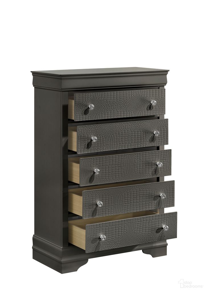 The appearance of Blaze Chest In Gray designed by Galaxy Home Furnishings in the modern / contemporary interior design. This gray piece of furniture was selected by 1StopBedrooms from Blaze Collection to add a touch of cosiness and style into your home. Sku: 601955556446. Material: Solid Wood.