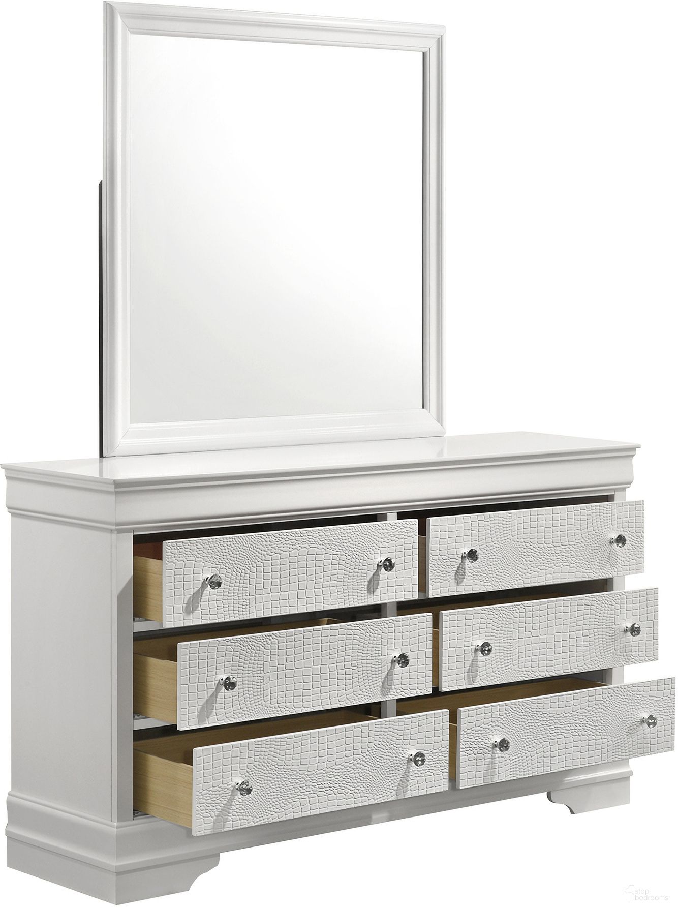 The appearance of Blaze Dresser In White designed by Galaxy Home Furnishings in the modern / contemporary interior design. This white piece of furniture  was selected by 1StopBedrooms from Blaze Collection to add a touch of cosiness and style into your home. Sku: 601955556477. Material: Solid Wood.