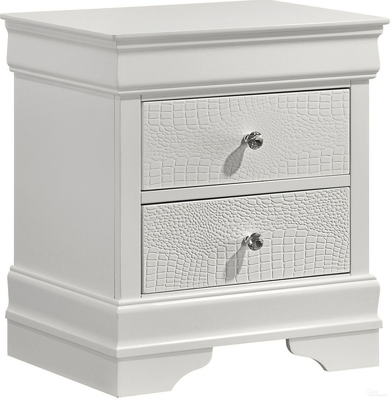 The appearance of Blaze Nightstand In White designed by Galaxy Home Furnishings in the modern / contemporary interior design. This white piece of furniture was selected by 1StopBedrooms from Blaze Collection to add a touch of cosiness and style into your home. Sku: 601955556514. Material: Solid Wood.