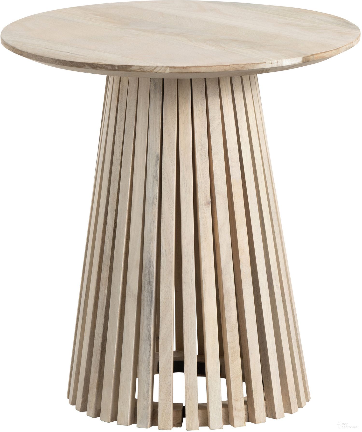 Bleached Wood Round Accent/End Table In Brown