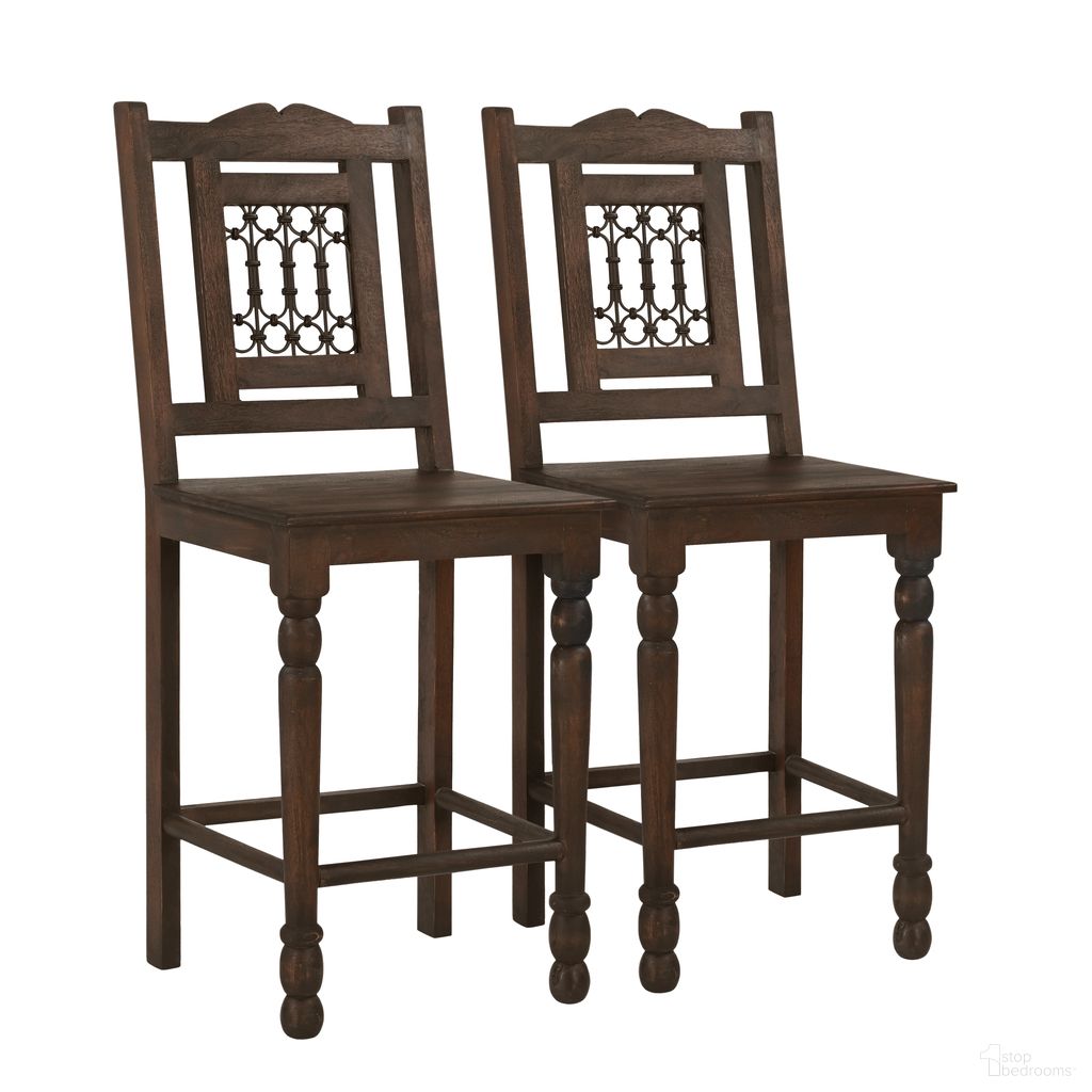 The appearance of Bliss Bar Chair Set of 2 In Barista Brown designed by Moti in the traditional interior design. This barista brown piece of furniture  was selected by 1StopBedrooms from Hearst Collection to add a touch of cosiness and style into your home. Sku: 77611005. Material: Solid Wood.