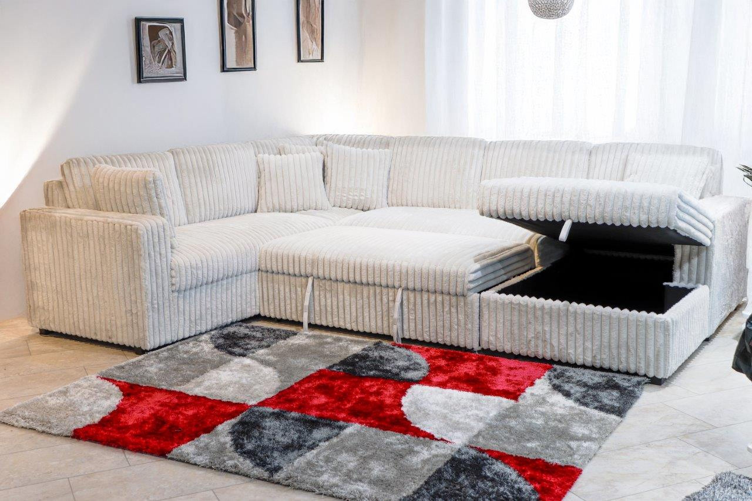 The appearance of Bliss RAF Sleeper Sectional In Mist Gray designed by New Classic in the modern / contemporary interior design. This mist gray piece of furniture was selected by 1StopBedrooms from Bliss Collection to add a touch of cosiness and style into your home. Sku: U1899-L21-MST;U1899-L20-MST;U1899-R27-MST. Orientation: RAF. Material: Corduroy.