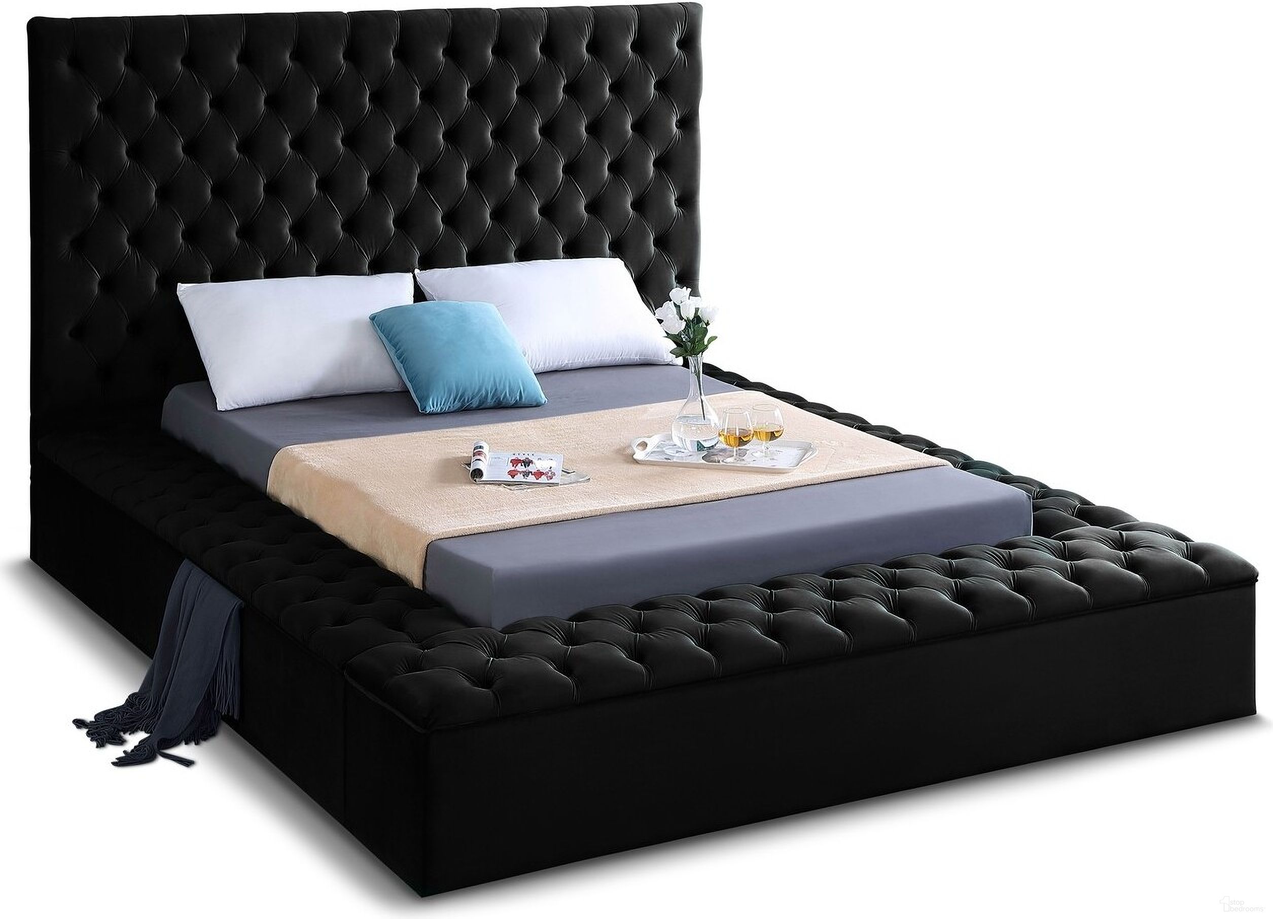 Bliss Velvet Full Bed In Black