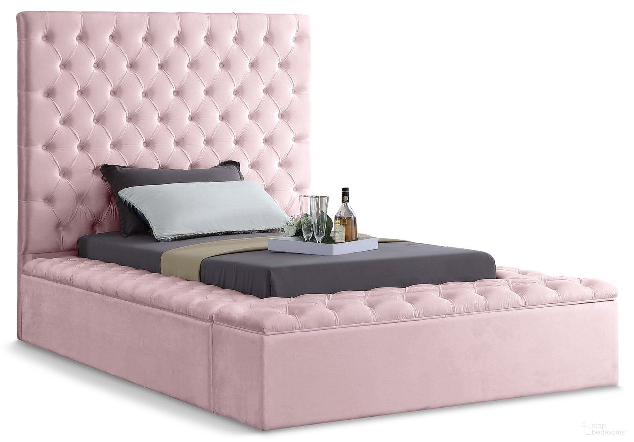 The appearance of Bliss Velvet Twin Bed In Pink designed by Meridian in the modern / contemporary interior design. This pink piece of furniture  was selected by 1StopBedrooms from Bliss Collection to add a touch of cosiness and style into your home. Sku: BlissPink-T Box 1/3 (HB/Slats);BlissPink-T Box 2/3 (FB/Top of Rails/Hardware/Legs);BlissPink-T Box 3/3 (4 Siderails/Bottom Board/Center Support Bar). Bed Type: Platform Bed. Bed Size: Twin. Material: Velvet.