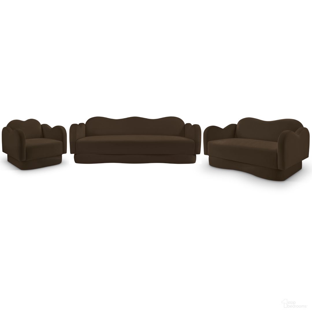 The appearance of Bloom Living Room Set In Brown Velvet designed by Meridian in the modern / contemporary interior design. This brown velvet piece of furniture was selected by 1StopBedrooms from Bloom Collection to add a touch of cosiness and style into your home. Sku: 44007Brown-S;44007Brown-L. Material: Velvet.