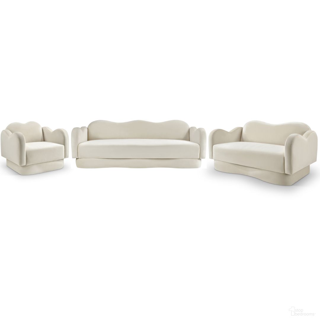 The appearance of Bloom Living Room Set In Cream Velvet designed by Meridian in the modern / contemporary interior design. This cream velvet piece of furniture  was selected by 1StopBedrooms from Bloom Collection to add a touch of cosiness and style into your home. Sku: 44007Cream-S;44007Cream-L. Material: Velvet.