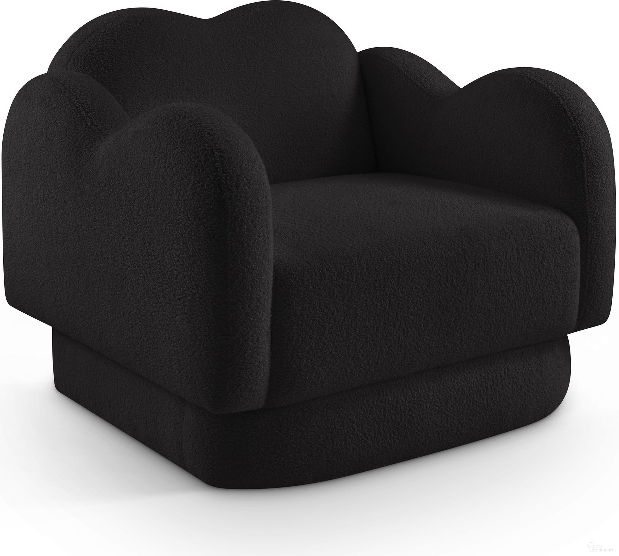 The appearance of Bloom Teddy Fabric Chair In Black designed by Meridian in the modern / contemporary interior design. This black piece of furniture  was selected by 1StopBedrooms from Bloom Collection to add a touch of cosiness and style into your home. Sku: 44006Black-C. Material: Fabric.