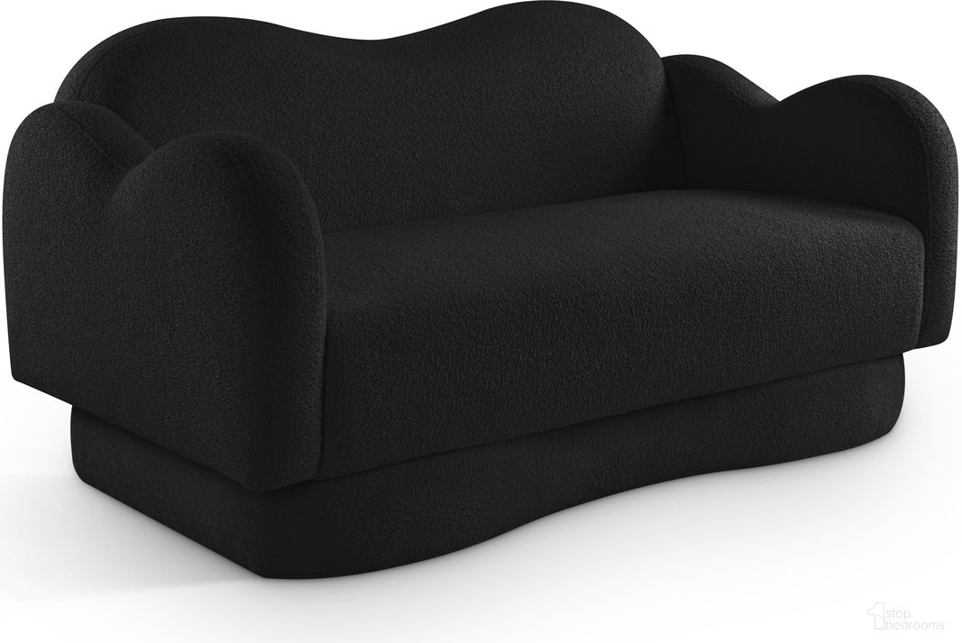 The appearance of Bloom Teddy Fabric Loveseat In Black designed by Meridian in the modern / contemporary interior design. This black piece of furniture was selected by 1StopBedrooms from Bloom Collection to add a touch of cosiness and style into your home. Sku: 44006Black-L. Material: Fabric.