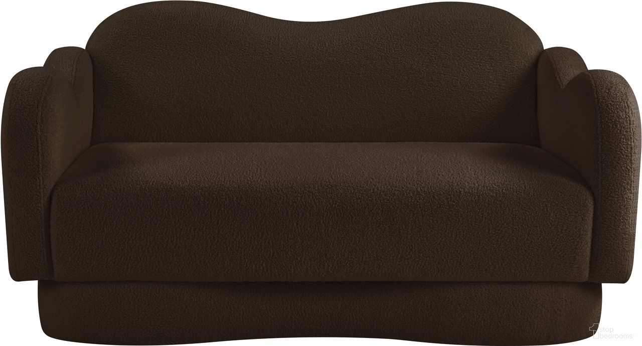 The appearance of Bloom Teddy Fabric Loveseat In Brown designed by Meridian in the modern / contemporary interior design. This brown piece of furniture was selected by 1StopBedrooms from Bloom Collection to add a touch of cosiness and style into your home. Sku: 44006Brown-L. Material: Fabric.