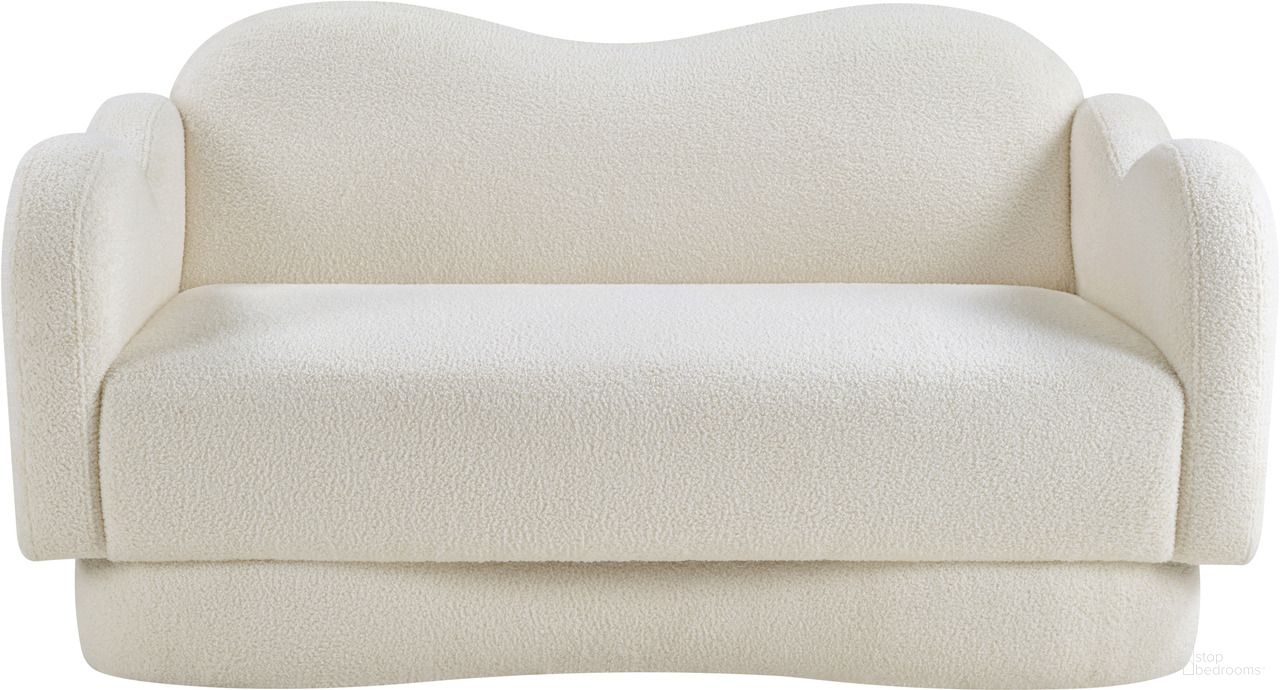The appearance of Bloom Teddy Fabric Loveseat In Cream designed by Meridian in the modern / contemporary interior design. This cream piece of furniture was selected by 1StopBedrooms from Bloom Collection to add a touch of cosiness and style into your home. Sku: 44006Cream-L. Material: Fabric.
