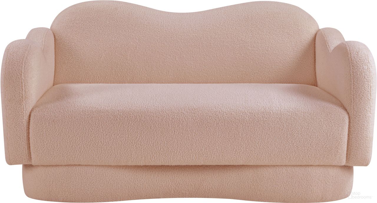 The appearance of Bloom Teddy Fabric Loveseat In Pink designed by Meridian in the modern / contemporary interior design. This pink piece of furniture  was selected by 1StopBedrooms from Bloom Collection to add a touch of cosiness and style into your home. Sku: 44006Pink-L. Material: Fabric.