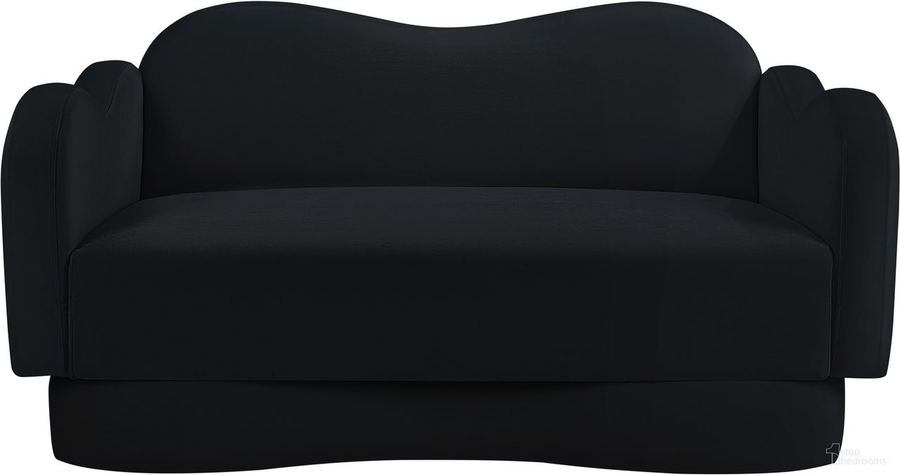 The appearance of Bloom Velvet Loveseat In Black Velvet designed by Meridian in the modern / contemporary interior design. This black velvet piece of furniture was selected by 1StopBedrooms from Bloom Collection to add a touch of cosiness and style into your home. Sku: 44007Black-L. Material: Velvet.