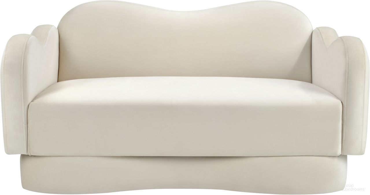 The appearance of Bloom Velvet Loveseat In Cream Velvet designed by Meridian in the modern / contemporary interior design. This cream velvet piece of furniture was selected by 1StopBedrooms from Bloom Collection to add a touch of cosiness and style into your home. Sku: 44007Cream-L. Material: Velvet.