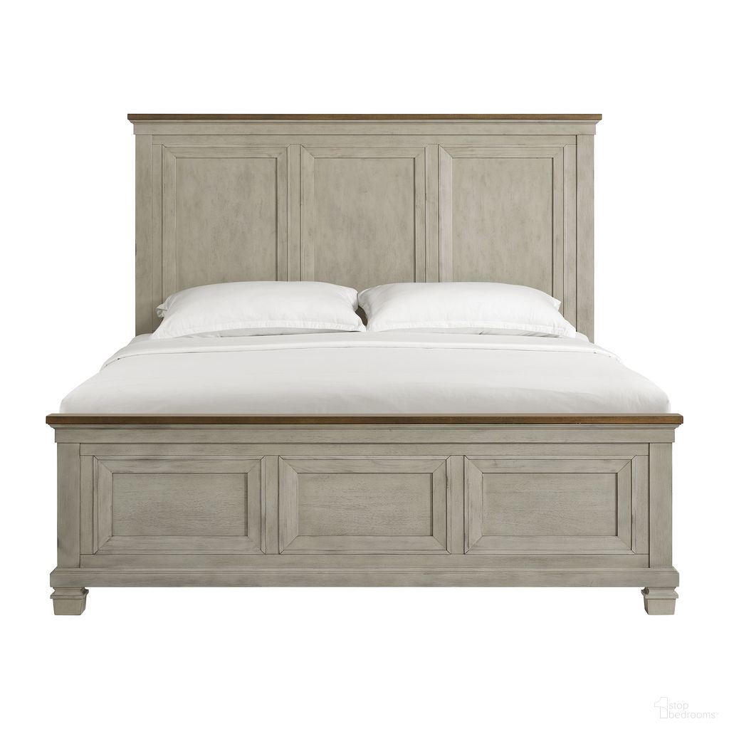The appearance of Bloomfield King Panel Bed In Medium Brown and Washed Stone designed by Picket House in the country / farmhouse interior design. This medium brown/washed stone piece of furniture was selected by 1StopBedrooms from Bloomfield Collection to add a touch of cosiness and style into your home. Sku: B-9890-7-KH;B-9890-7-KF;B-9890-7-QKR. Bed Type: Panel Bed. Bed Size: King. Material: Acacia.